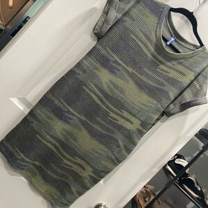 T shirt midi dress waffle knit camouflage print